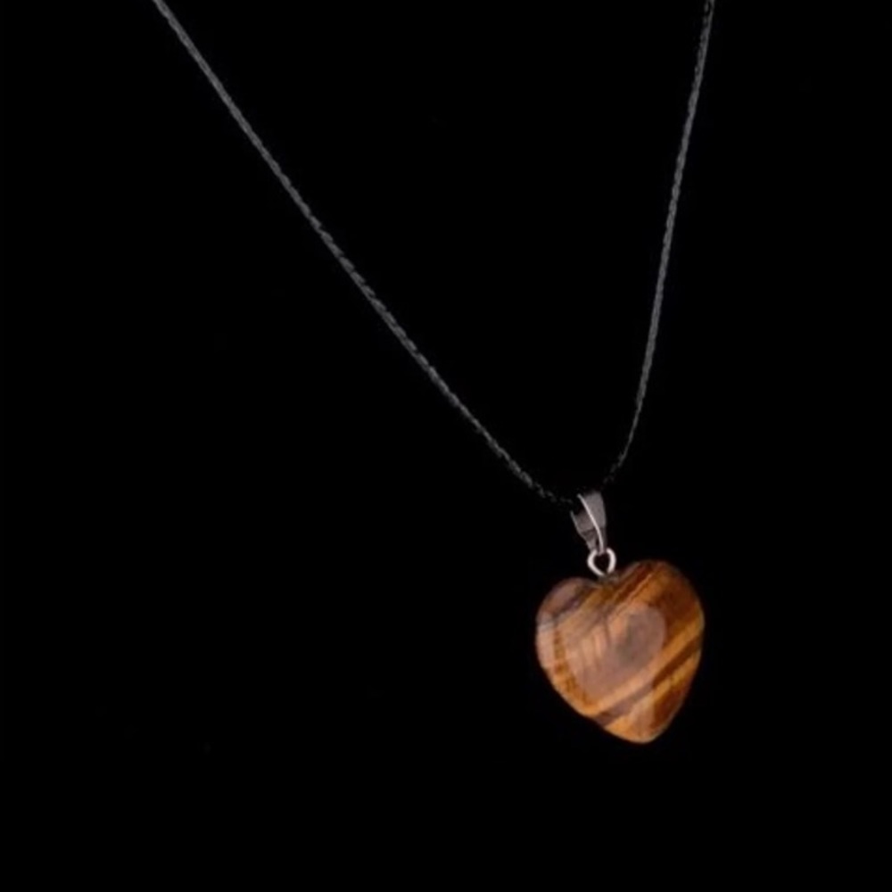 Chakra Healing Tigers Eye Heart Necklace